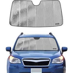 Windshield Sun Shade for Subaru Forester 2014-2018,with Eyesight Driver Assist,Front Window Sunshade Shield,2-in-1 Reflective Sun Shade,Silver for Summer, Black for Winter