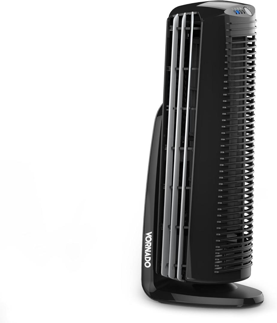 Vornado Duo Small Room Tower Air Circulator Fan, Black, 14 In.
