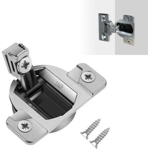 2 x 110-Degree Cabinet Door Hinges - Replacement for Blum Compact 33 Self-Closing Hinges, Adjustable Screw-On Design for Open-Side/Standard Cabinets, Soft-Close Durable Steel (Sliver, 2 Pack)