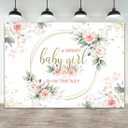 Pink Baby Girls Baby Shower Decorations Banner Backdrops Its a Girl Floral a Sweet Little is On Her Way Sprinkle Party Decor Photography Background Photo Booth Studio Props 7x5ft
