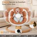 Baby Swings for Infants | Electric Portable Baby Swing with Bluetooth, 5 Swing Speed, 3 Timer Settings, 10 Melodies, 5-Point Harness & Remote Control | Indoor & Outdoor Newborn Swing (Brown)