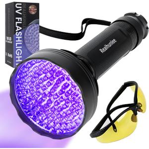 UV Flashlight Black Light, Ultra Bright 100 LED 395 nM Ultraviolet Blacklight Detector with UV Protective Glasses for Dry Pet Dog Cat Urine Stains, Scorpions Air Conditioner AC UV Dye Leak
