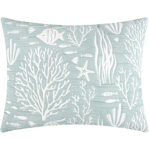 Greenland Home Coastal Paradise Woven Jacquard Matelasse Pillow Sham, King, Marina Seafoam