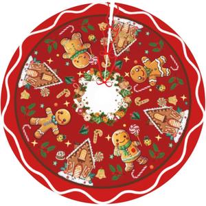 Gingerbread Man Candy Christmas Tree Skirt Xmas Tree Mat Christmas Tree Ornaments Decorations Holiday Party Indoor Outdoor 48" (3)