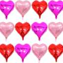 Mothers Day Balloons Pack of 12 Pack - Red Heart Balloon Rose Red Balloon Pink Balloon Heart Shaped Balloons for Mothers Day Valentines Day Wedding Anniversary Party Decorations