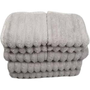 Soft Bath Towels Set, Microfiber Ribbed Oversized Bath Towels Extra Large for Bathroom, Home, Hotel, Spa, Beach, Pool, Gym (8-Piece Towel Set, Grey)