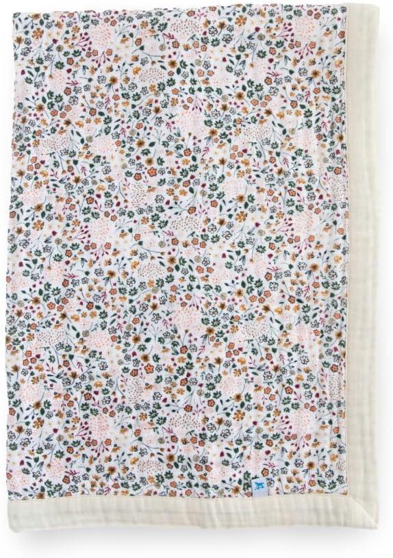 Little Unicorn Newborn Receiving Quilt | Ultra- Soft, Multi-Layered Muslin Fabric | Gift for Newborns & on-The-go (Pressed Petals) (30"x40")