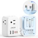 LENCENT Foldable US to UK Ireland Plug Adapter, Type G Travel Outlet Adapter with 4 USB Charger(2 USB C), Power Adaptor for USA to Scotland Dubai Hong Kong England British Kenya London