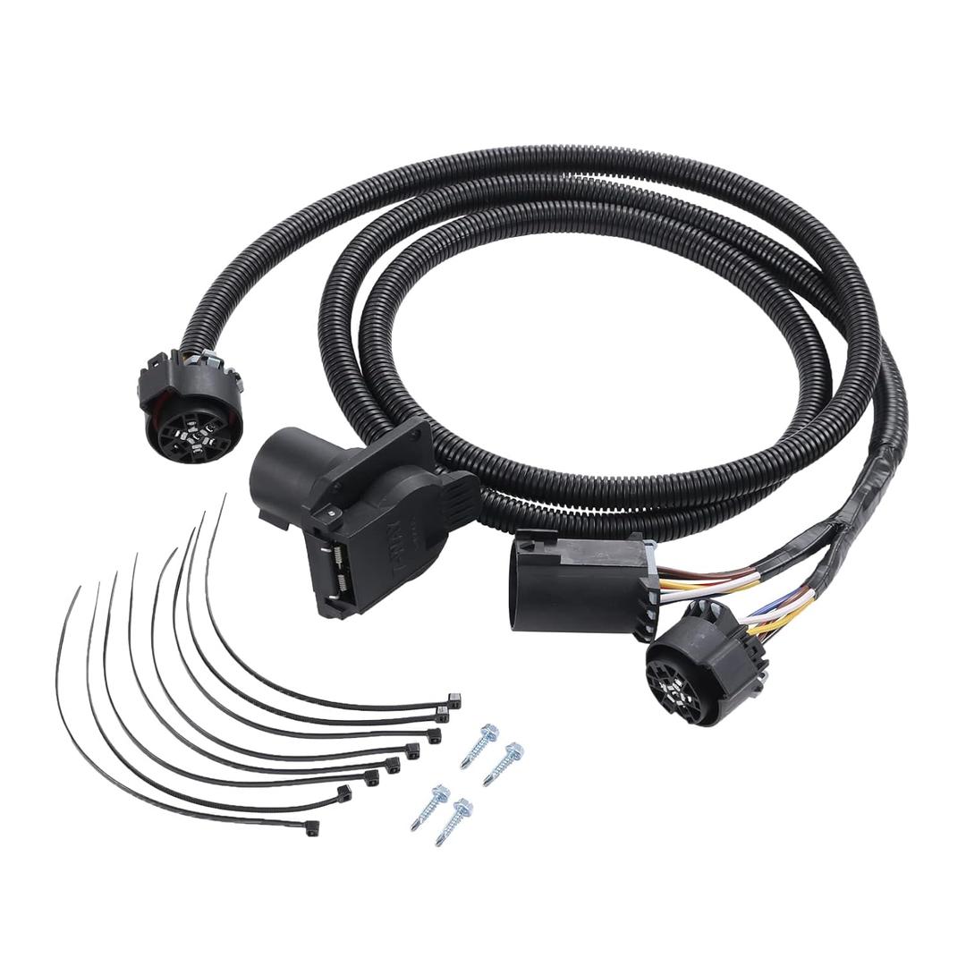 7-Pin Trailer Wiring Harness Extension Connector Vehicle-Side Truck Bed for Gooseneck 5th Wheel for Chevy Dodge Ford GM