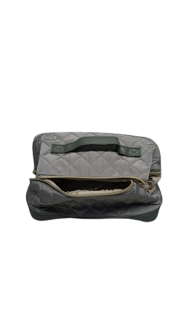 SHELFLOVER Travel Toiletry Bag Makeup Bag, Water-Resistent Cosmetic Bags for Women, Portable Pouch Open Flat Make Up Organizer Case, Cosmetic Bags, Grey Green