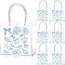 Teenyyou 24 Pcs Ocean Seashell Beach Gift Bags with Handles Starfish Shell PVC Gift Bags Candy Treat Tote Party Favor for Birthday Party Supplies