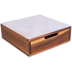 Teicui Tempered Glass and Natural Wood Coffee Pod Drawer Organizer  20 Capsule Multifunctional K Cup Storage | Countertop Coffee Station Organizer for Home/Office (White)