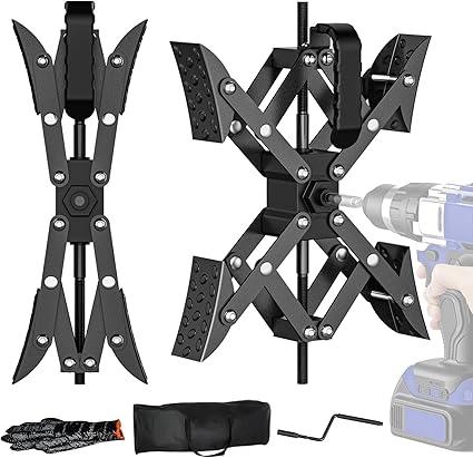 AUH XShaped RV Stabilizer Wheel Chock (Allows Drilling for Adjustment) Travel Trailer Stabilizers, AntiMotion Tire RV Accessories for Tandem Axle RV Trailer Camping  2 Pack (Black)