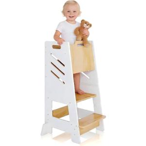 Toddler Tower with Sliding Panel, 3-Level Adjustable Kitchen Stool,Sturdy