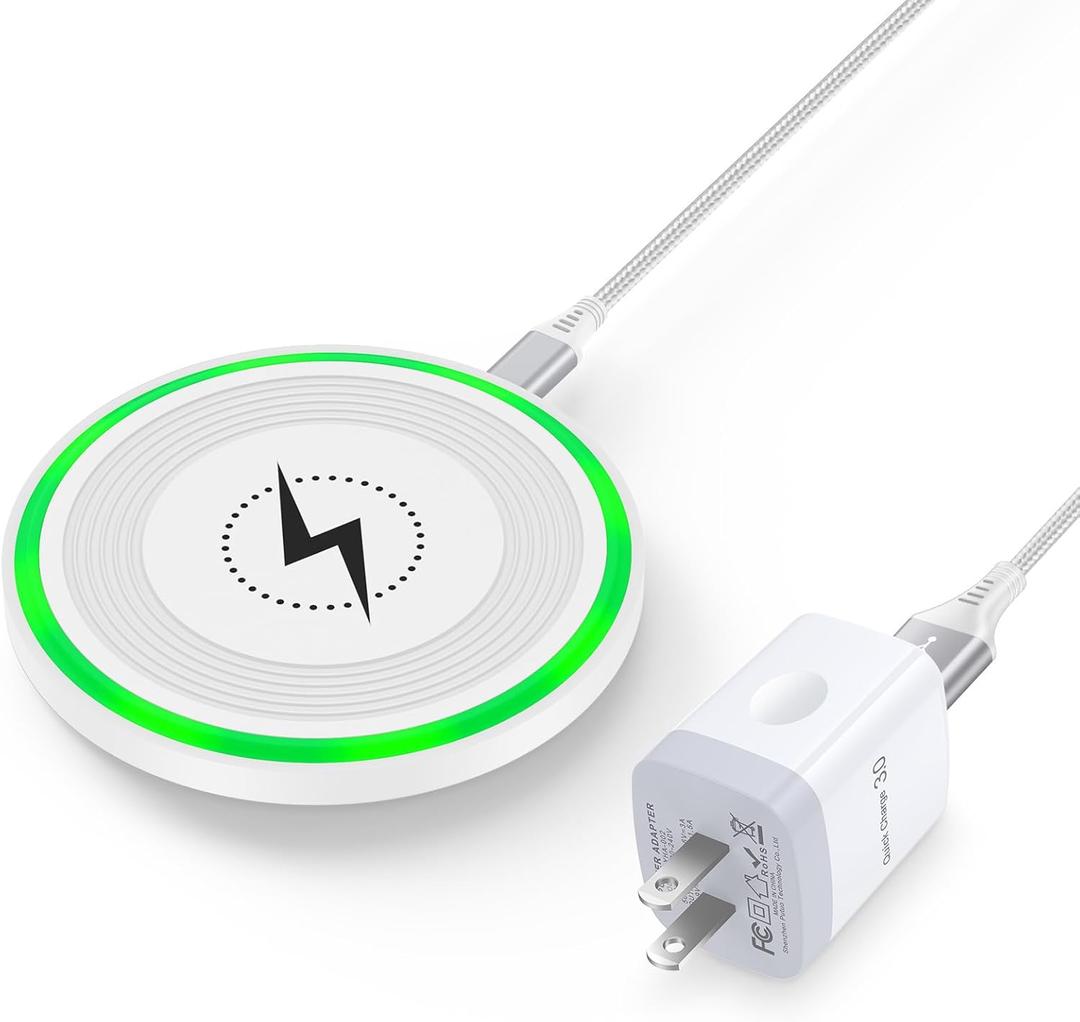 Pixel 10 Pro Wireless Charger Pad, 15W Android Wireless Charger Fast Charging Pad Station with Adapter for Samsung Galaxy Z Fold 7 6/Z Flip 7 6/S25 Edge/S25 Ultra/S25+, Google Pixel 10/9, iPhone 16/15