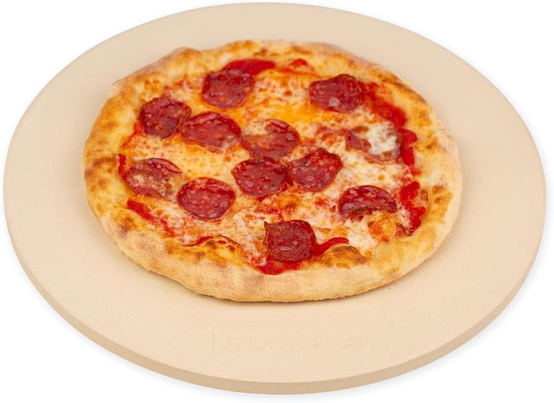 K ROCKSHEAT 15 Inch Round Pizza Stone for Oven Grill BBQ, Cordierite Large Pizza Grilling Stone, Durable Bread Baking Stone 15" (15"x 0.6")