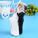 Romantic Wedding Party Cake Topper Ornament, Synthetic Resin Bride & Groom Figurine Used for Wedding Cake,Valentine's Day Present,Home Decoration (E)