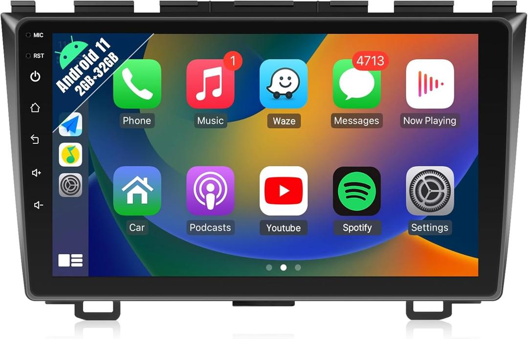 Naifay Android Car Stereo Radio Upgrade for Honda CRV 2007 2008 2009 2010 2011, 9inch Touch Screen for Honda CRV Car Radio with Carplay Android Auto WiFi GPS FM SWC Rear Camera Split Screen
