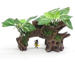 Aquarium Decor Ornaments Artifical Driftwood Cave Fish Tank Decorations Silk Aquarium Plants for Betta Fish Tank Accessories