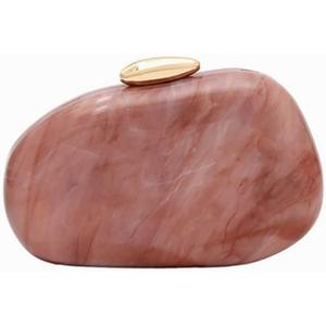 Women Elegant Acrylic Stone Shape Chain Crossbody Bag Chic Marble Shell Purse Wedding Handbag for Banquet Party (Dusty Rose)