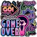 2 x Motivational Neon Sticker 8 Pcs (Large Size) Vinyl Stickers Laptop Waterproof Decal for Car Bumper Water Bottle Notebook Luggage Window Birthday Decorations - Size 4 Inches