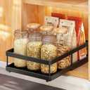 AOVA Pull Out Under Sink Organizer - Single Tier Heavy Duty Metal Sliding Cabinet Shelf, No-Drill Adhesive Under Kitchen Sink Storage, Carbon Steel Slide Out Drawer for Kitchen & Bathroom