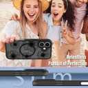 OOK Black Case Design for iPhone Air Case, Compatible with MagSafe, Cute Sunflower Floral Blooms Design Frosted Shockproof for Women Girls Magnetic Phone Cover - Black Flower