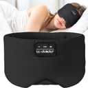 LC-dolida Sleep Mask with Bluetooth Headphones, Ice Silk Sleep Headphones with Bluetooth 5.4, Total Blackout Eye Mask for Sleeping, Soft Sleep Mask for Women Men, All Night Sleep, Travel(Black)