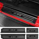 YOJOJOCO Door Sill Guards Compatible with Jeep Wrangler JL JLU 2018-2025 & Gladiator JT 2020-2025 Accessories Stainless Steel Material Carbon Fiber Texture Front and Rear Door Sill Protector