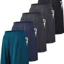 BALENNZ Athletic Shorts for Men with Pockets and Elastic Waistband Quick Dry Activewear (X-Large, 5 Pack Black, Dark Grey, Dark Grey, Navy, Dark Green)