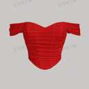 SheIn Women's Clothes Off-the-Shoulder Top Ruched Detail at the Side Red L