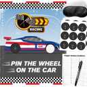 Cars Party Games - Pin The Wheel On The Car, Blue Race Cars Birthday Party Fun Games Supplies Decorations for Kids Families Adult Groups