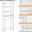 Kalrin Over-The-Toilet Storage Rack, 4-Tier Bathroom Organizer Shelf Over Toilet with Adjustable Shelf and Basket, Freestanding Space Saver Bathroom Shelves Above Toilet for Room (Pure White)