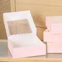 60 pcs 6x6x2.5 Inches Cake Box with Window, Bakery Pastry Cookie Boxes, Mini Pie for Pastry,Dessert,Strawberries,Chocolates (Pink)