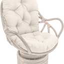 Blazing Needles Solid Twill Swivel Rocker Chair Cushion, 48" x 24", Natural
