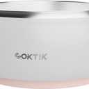 COKTIK Dog Bowl, Insulated Stainless Steel Food Bowls for Dogs & Cats, Non-Slip Dog Bowls Water Bowl Large Breed, Easy to Clean, Durable and Dishwasher Safe (64oz, White)