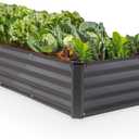 Plant & Plot Galvanized Raised Garden Beds Outdoor // 8x4x1 ft Planter Raised Beds for Gardening, Vegetables, Flowers // Large Metal Garden Box // Patented Tool-Free Design (Dark Gray)