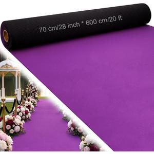 Boao 20 x 2.3 ft Neoprene Carpet Runner Reusable Plastic Floor Runner Non Slip Rubber Backed Rugs for Hallway Aisle Carpet Roll for Wedding Party Decor Prom Business Outdoor(Purple)
