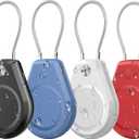 4 Pack Waterproof Secure Holder for AirTag Accessories, Anti-Theft Track Case with Steel Cable, Ultra Durable Scratch-Resistant Cover -Compatible with Apple AirTag for Keychain,Car,Bike,Luggage, Pet (Black/ Blue/ White/ Red)