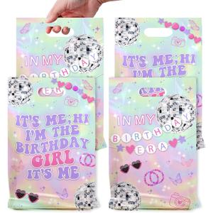 IIridescent ts Me Hi Im The Birthday Girl Its Me Goodies BAG, 100pcs In My Birthday Era Plastic Birthday Candy Bags Music Birthday Girl It' Me Happy Birthday Treat Bags for Girl Birthday Party