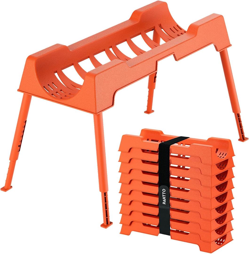 RV Sewer Hose Support, 20FT Heavy-Duty Camper Waste Hose Holder with 9 Foldable Sections, Adjustable & Stable Waste Drainage Support with Strap, Stackable & Weather-Resistant, Orange(Patent Pending)