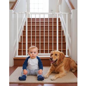 Baby Gate for Stairs,28.5"-40" Adjustable Width, 36" Height, Dog Gate for Doorways with Pressure & Wall Mount Kits, Baby Safety Gate for Stairs, Doorways, and Indoor Use (white28-40",36")