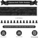 6 Pack Black Cheesecloth Table Runner 10FT Long Boho Gauze Table Runner Rustic Sheer Runner for Halloween Decoration Wedding Baby Shower Birthday Party Table Decor Home Easter Decorations