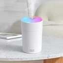 Portable Mist Humidifier Auto Shut-Off USB Powered 220ml Small Desktop Humidifiers with Colorful Light 2 Cool Spray Modes for Bedroom Office Car White