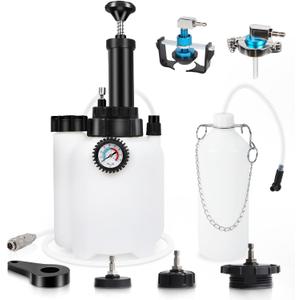 MR CARTOOL 3L Brake Bleed Kit Manual Brake Bleeder Vacuum Pump Kit with 1L Waste Oil Bottle&5 Master Cylinder Adapters, One Person Pneumatic Brake Fluid Extractor Tool for All Vehicles