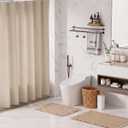 14Pack Wicker Bathroom Accessories Set, Waffle Shower Curtain, PVC