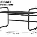 Microwave Stand Countertop, 2-Tier Expandable Kitchen Appliance Rack for Small Spaces & Tiny Kitchens, Heavy Duty Carbon Steel Organizer with Side Hooks for Microwave, Toaster & Spices, 14.5-21.6"*15.7"*13.7"
