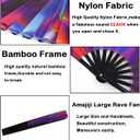 Large Folding Hand Rave Fan Popping Fan for Line Dancing Clacking Fans for Dance,Party,Decoration,Festival (Aurora)