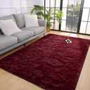Pettop Fluffy Burgundy Rug for Bedroom Living Room, 4x6 Feet Super Soft Shaggy Plush Fuzzy Rugs for Girls Kids Boys, Non-Slip and Washable Rug for Nursery Classroom, Carpet for Rooms Decor