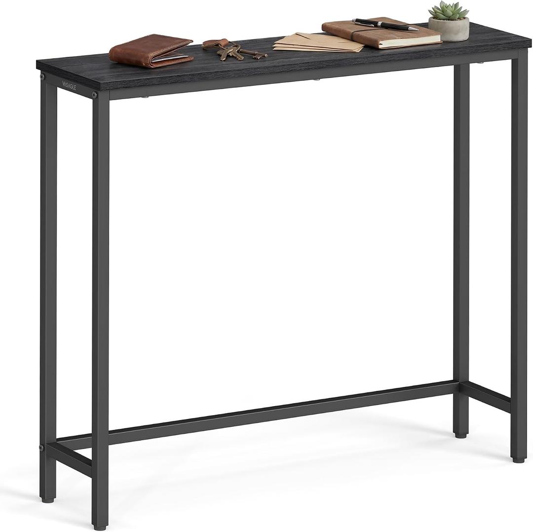 VASAGLE Console Table, Entryway Table, One Piece Top, Easy Assembly, for Hallway, Bedroom, Living Room, 1 Tier, 7.9 x 31.5 x 32 Inches, Charcoal Gray and Ink Black ULNT035BA01S